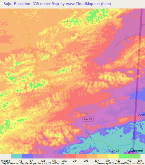 Sajul,Guatemala Elevation Map