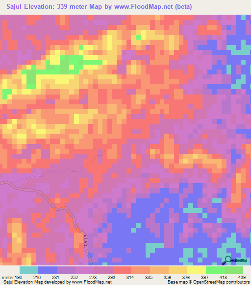 Sajul,Guatemala Elevation Map