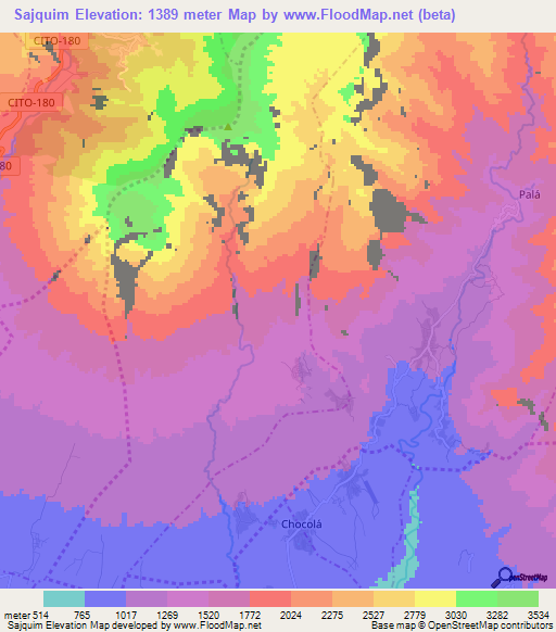 Sajquim,Guatemala Elevation Map