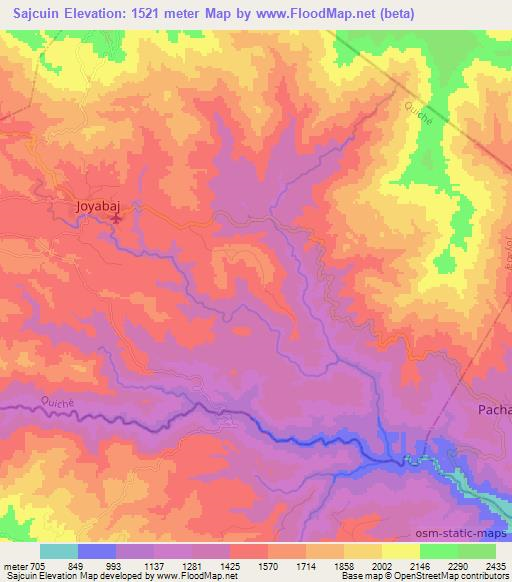 Sajcuin,Guatemala Elevation Map