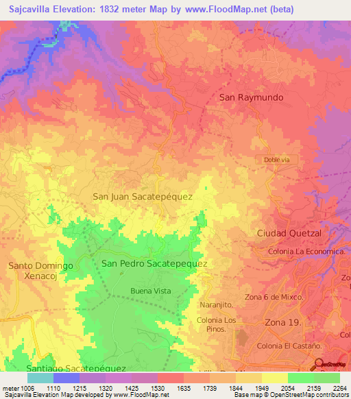 Sajcavilla,Guatemala Elevation Map