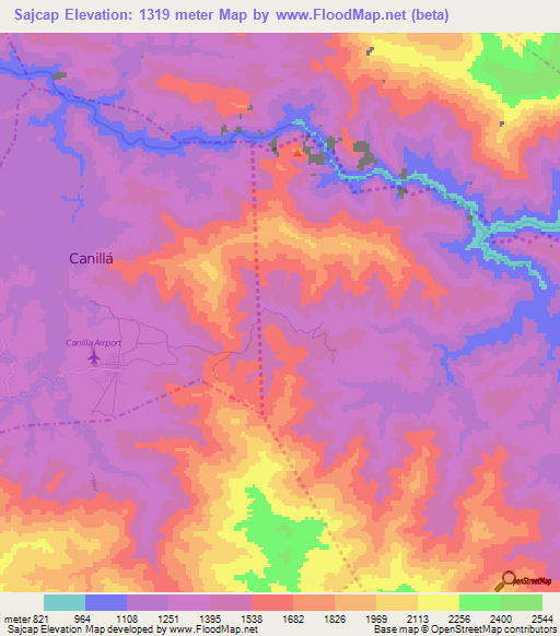 Sajcap,Guatemala Elevation Map