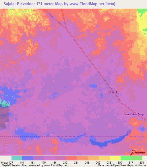 Sajalal,Guatemala Elevation Map