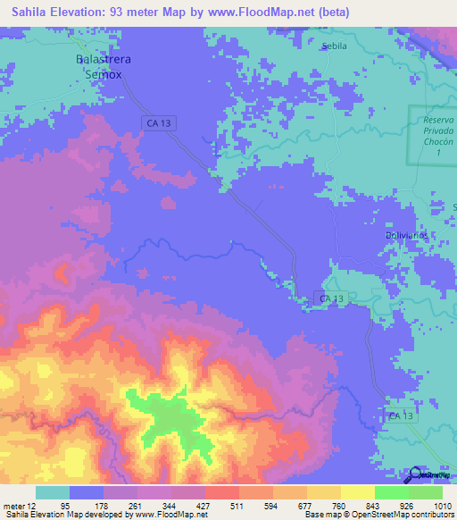 Sahila,Guatemala Elevation Map