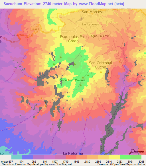 Sacuchum,Guatemala Elevation Map