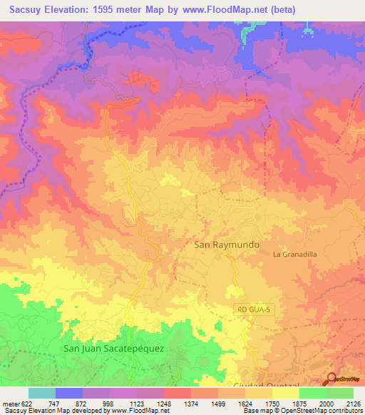 Sacsuy,Guatemala Elevation Map