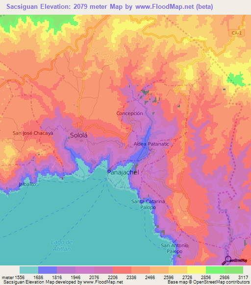 Sacsiguan,Guatemala Elevation Map