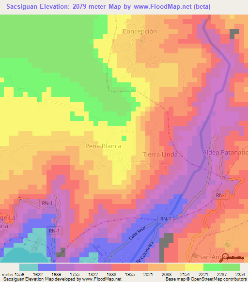 Sacsiguan,Guatemala Elevation Map