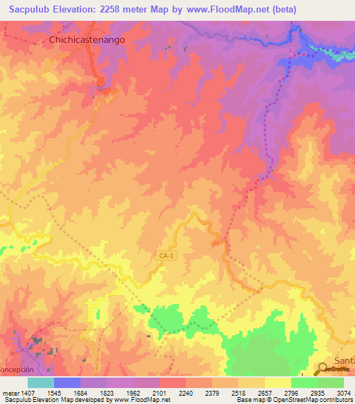 Sacpulub,Guatemala Elevation Map