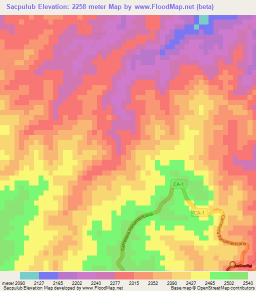 Sacpulub,Guatemala Elevation Map