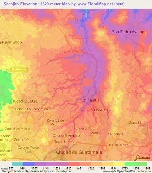 Sacojito,Guatemala Elevation Map