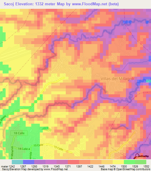 Sacoj,Guatemala Elevation Map