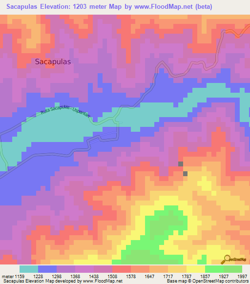 Sacapulas,Guatemala Elevation Map