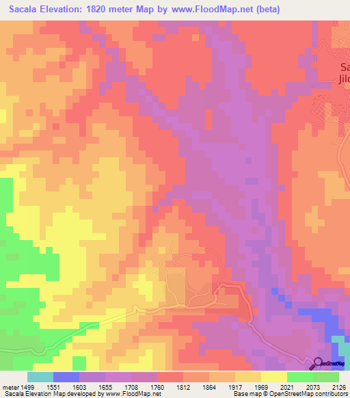 Sacala,Guatemala Elevation Map