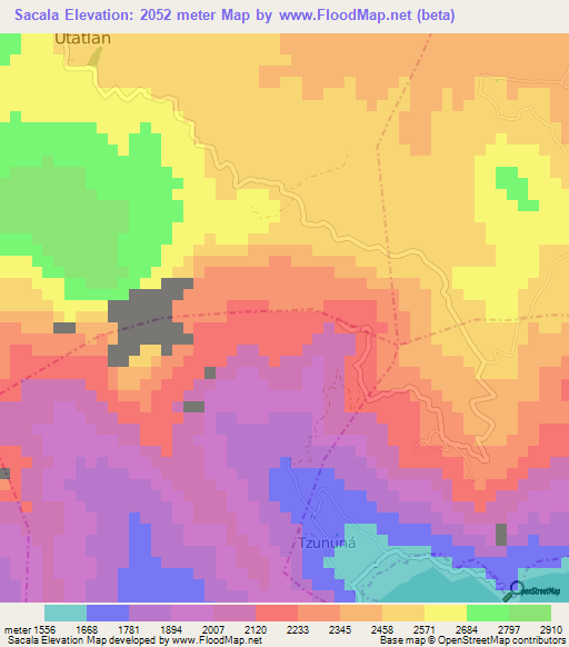 Sacala,Guatemala Elevation Map