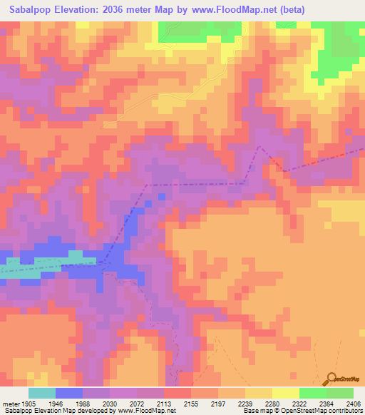 Sabalpop,Guatemala Elevation Map