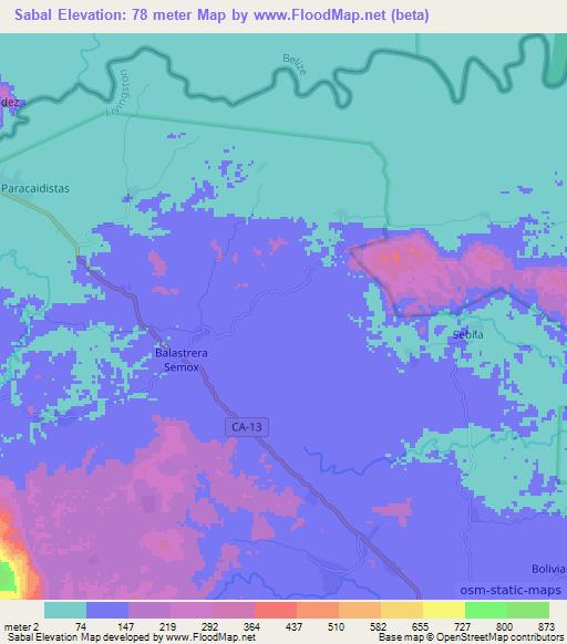 Sabal,Guatemala Elevation Map