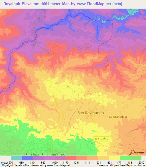 Ruyalguit,Guatemala Elevation Map