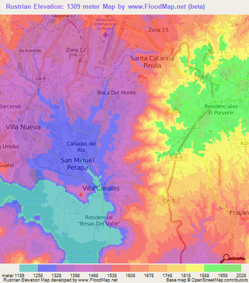 Rustrian,Guatemala Elevation Map