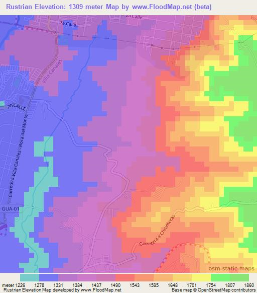 Rustrian,Guatemala Elevation Map