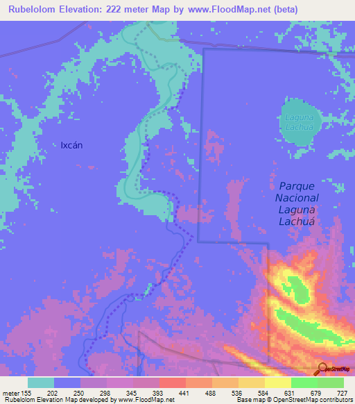 Rubelolom,Guatemala Elevation Map