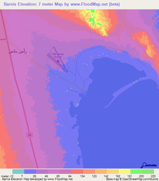 Barnis,Egypt Elevation Map