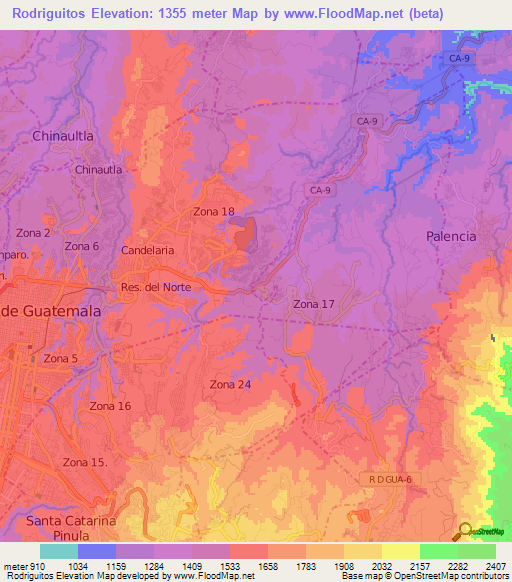 Rodriguitos,Guatemala Elevation Map