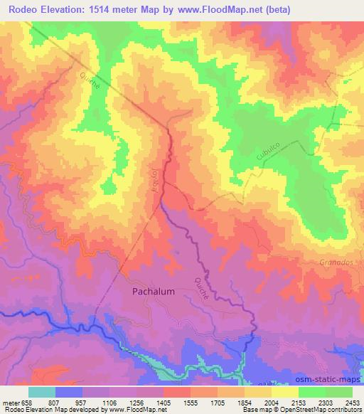 Rodeo,Guatemala Elevation Map