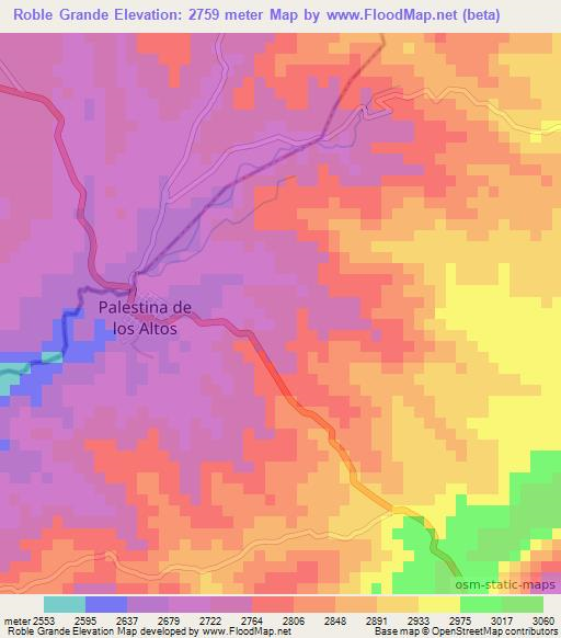 Roble Grande,Guatemala Elevation Map