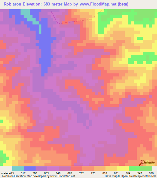 Roblaron,Guatemala Elevation Map