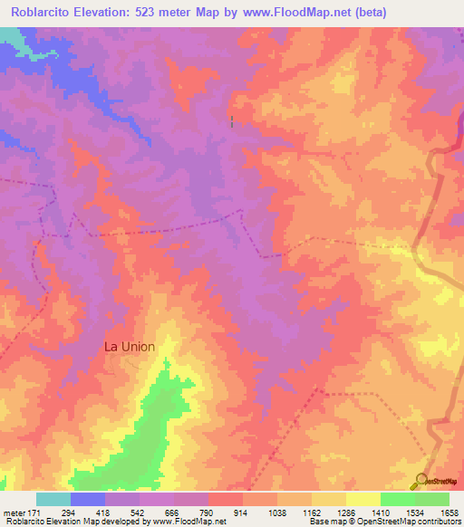 Roblarcito,Guatemala Elevation Map