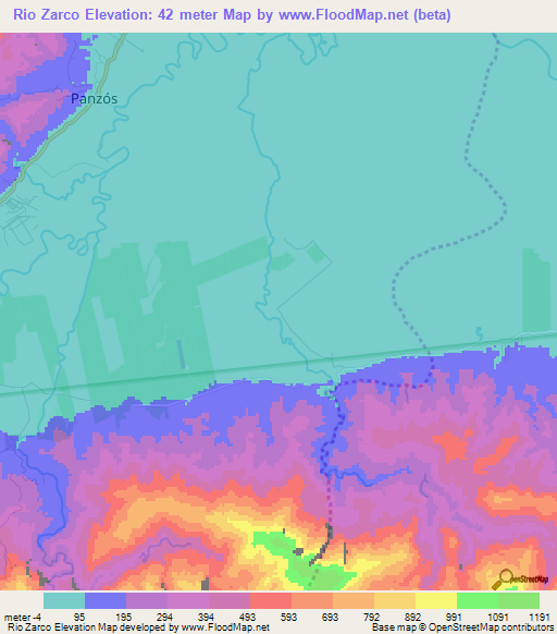 Rio Zarco,Guatemala Elevation Map