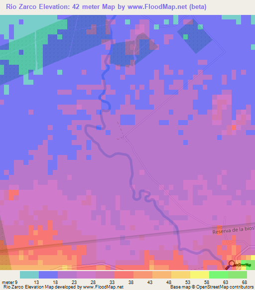 Rio Zarco,Guatemala Elevation Map