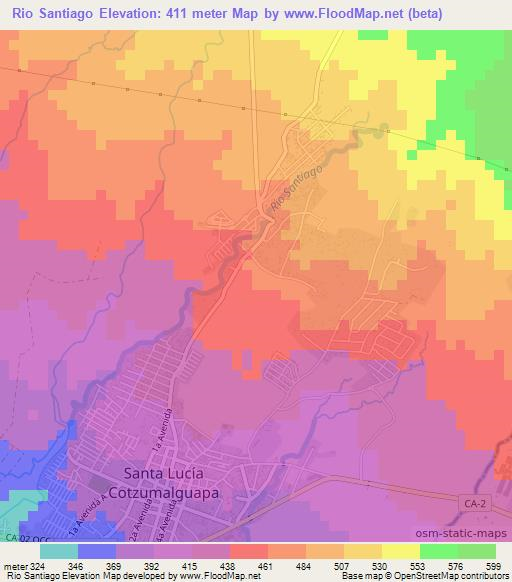 Rio Santiago,Guatemala Elevation Map