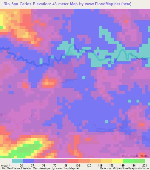 Rio San Carlos,Guatemala Elevation Map