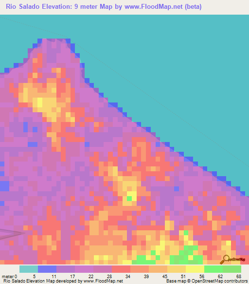 Rio Salado,Guatemala Elevation Map