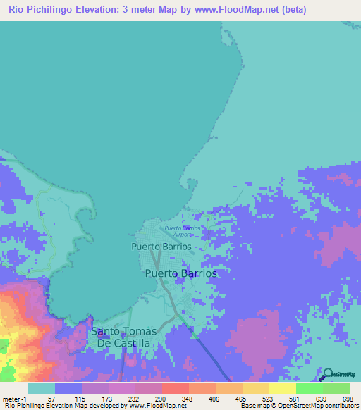 Rio Pichilingo,Guatemala Elevation Map