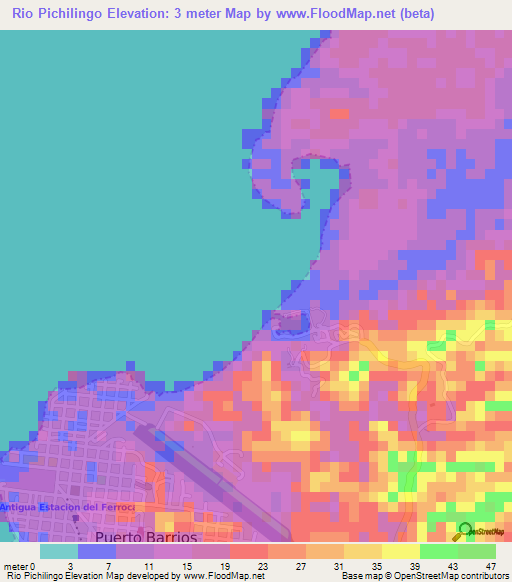 Rio Pichilingo,Guatemala Elevation Map