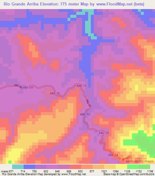 Rio Grande Arriba,Guatemala Elevation Map