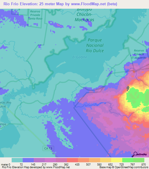 Rio Frio,Guatemala Elevation Map