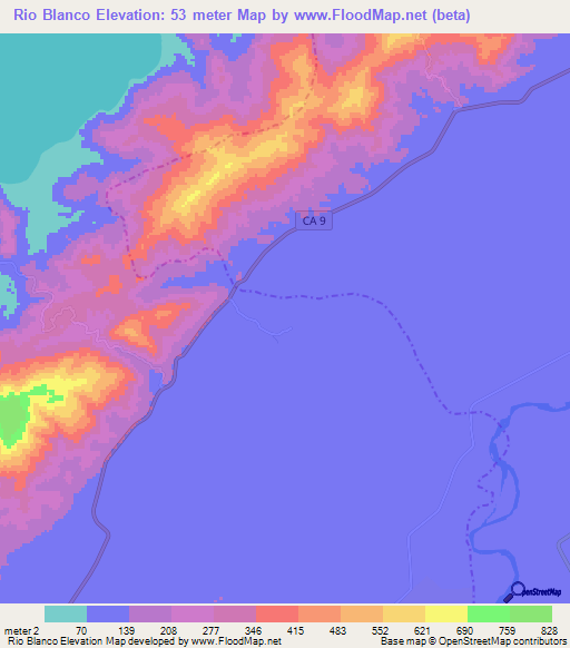 Rio Blanco,Guatemala Elevation Map