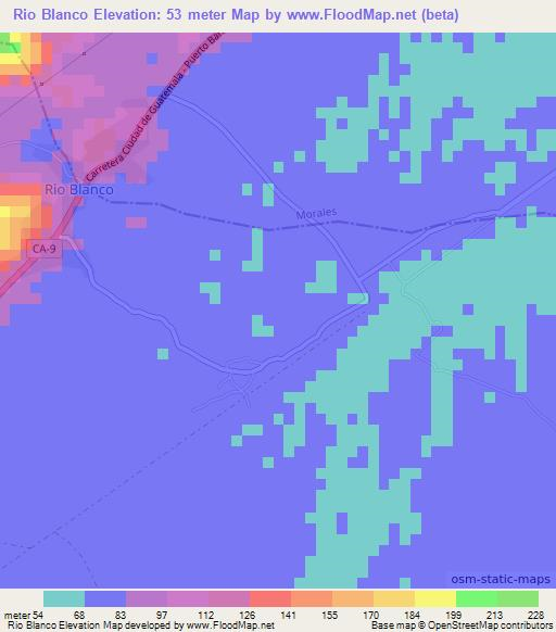 Rio Blanco,Guatemala Elevation Map