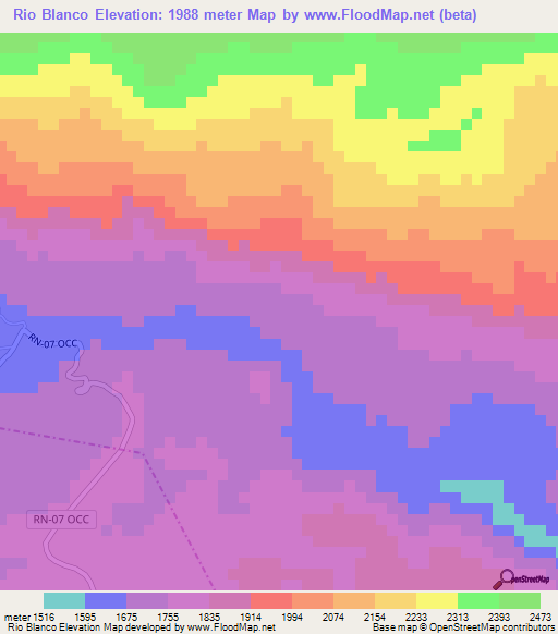 Rio Blanco,Guatemala Elevation Map