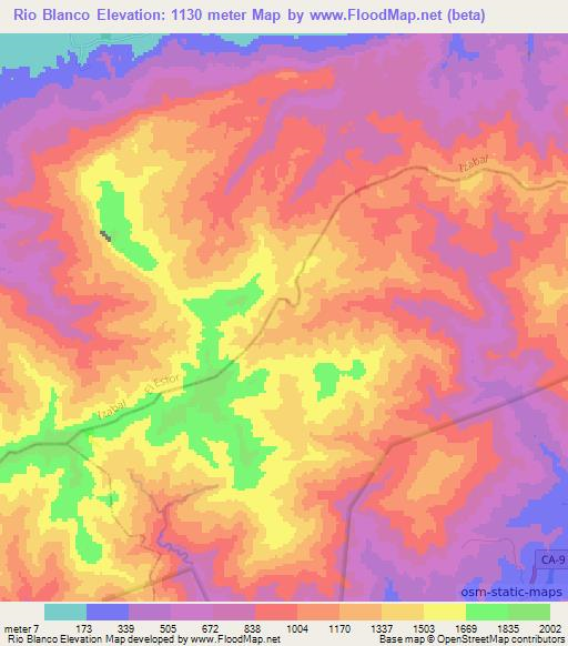 Rio Blanco,Guatemala Elevation Map