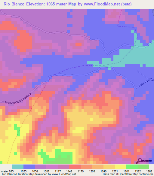 Rio Blanco,Guatemala Elevation Map