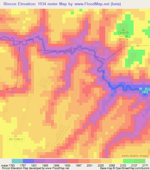 Rincon,Guatemala Elevation Map