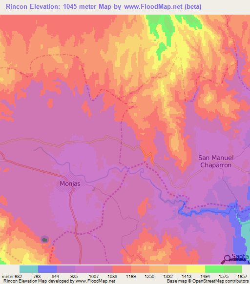 Rincon,Guatemala Elevation Map