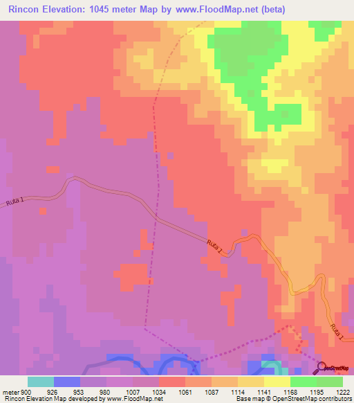 Rincon,Guatemala Elevation Map