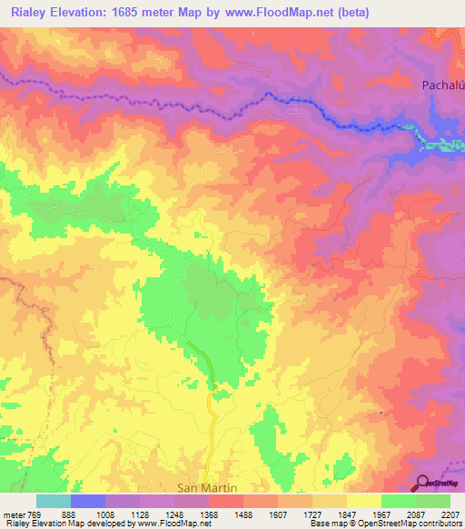 Rialey,Guatemala Elevation Map