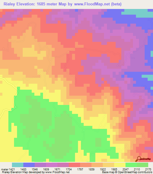 Rialey,Guatemala Elevation Map